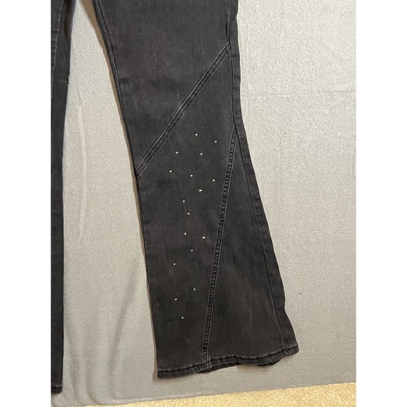 PTCL ETHIKAL BRAND Women's Black Studded Flare Jeans Size 31 Stretch Denim - Picture 4 of 12